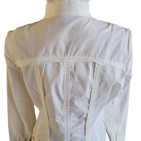 White House Black Market Womens White Long Sleeve Fitted Button-Up Jacket SZ 6 - Picture 7 of 9